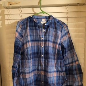 Loft Softened Shirt Blue Plaid Size S NWT